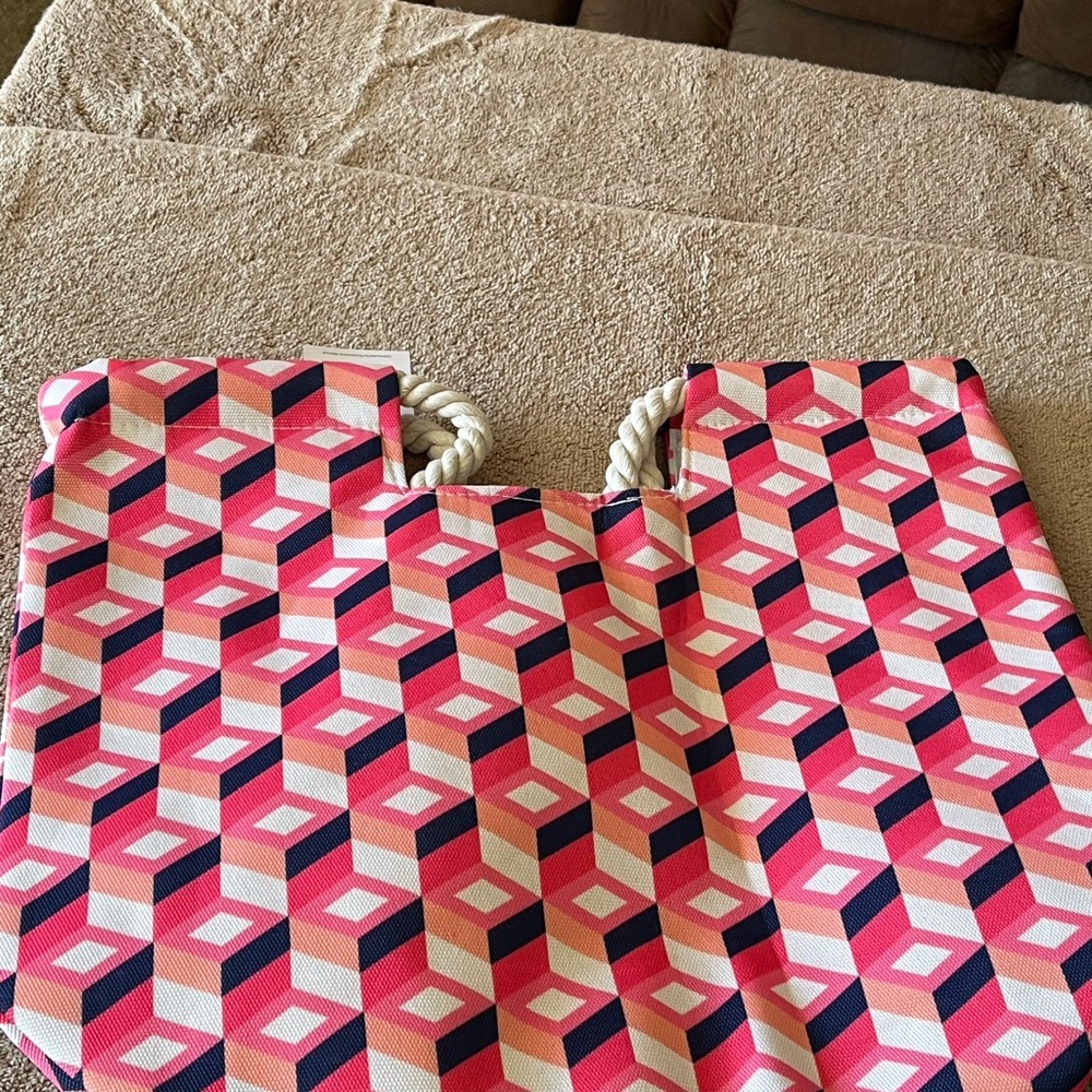 Geometric Pink and Black Tote Bag from Macys
